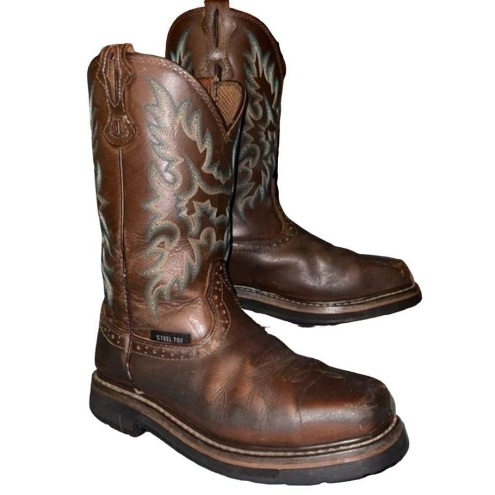 (1/27) Brazos Steel Toe Western Work Boots w 8